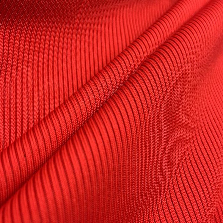 Wholesale custom solid color ribbed 95% polyester 5% spandex 310gsm knitted 2*2 rib fabric for sweater