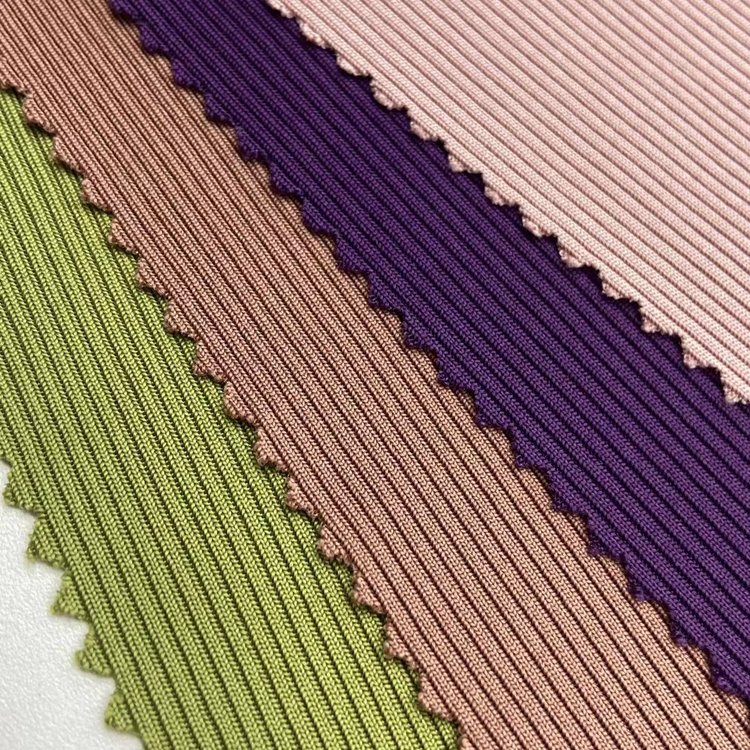 Wholesale custom solid color ribbed 95% polyester 5% spandex 310gsm knitted 2*2 rib fabric for sweater
