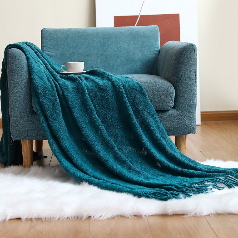 Textile City Geometric Jacquard Blanket Herringbone Knitting Throw Office Air Conditioner Nap Blanket Pashmina Shawl Home Deco