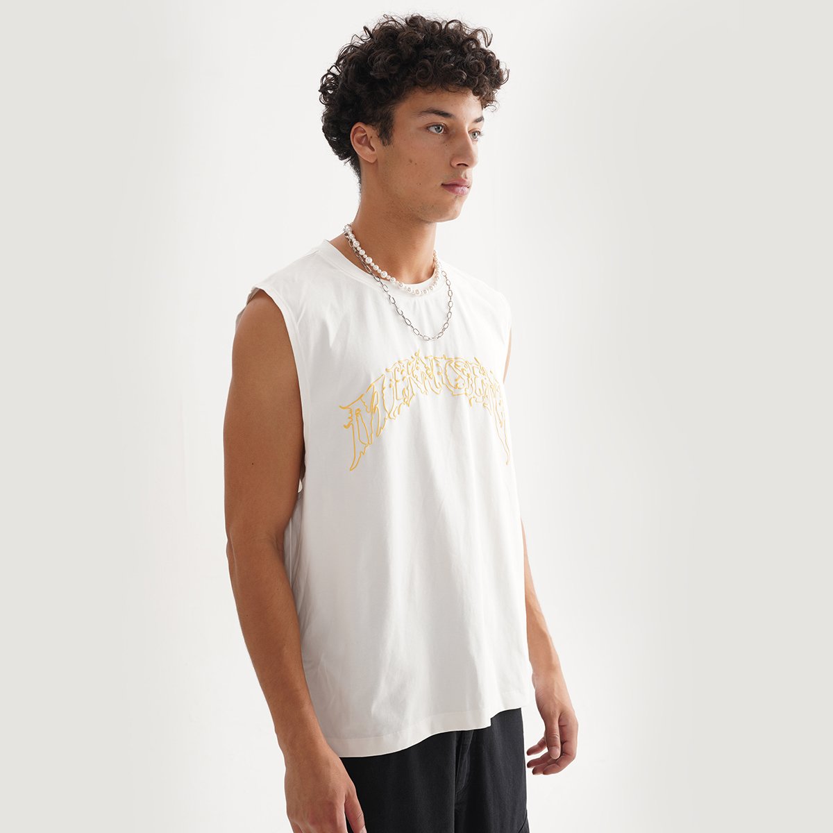 Rib round neck sleeveless tee custom t shirt puff print running tank top men