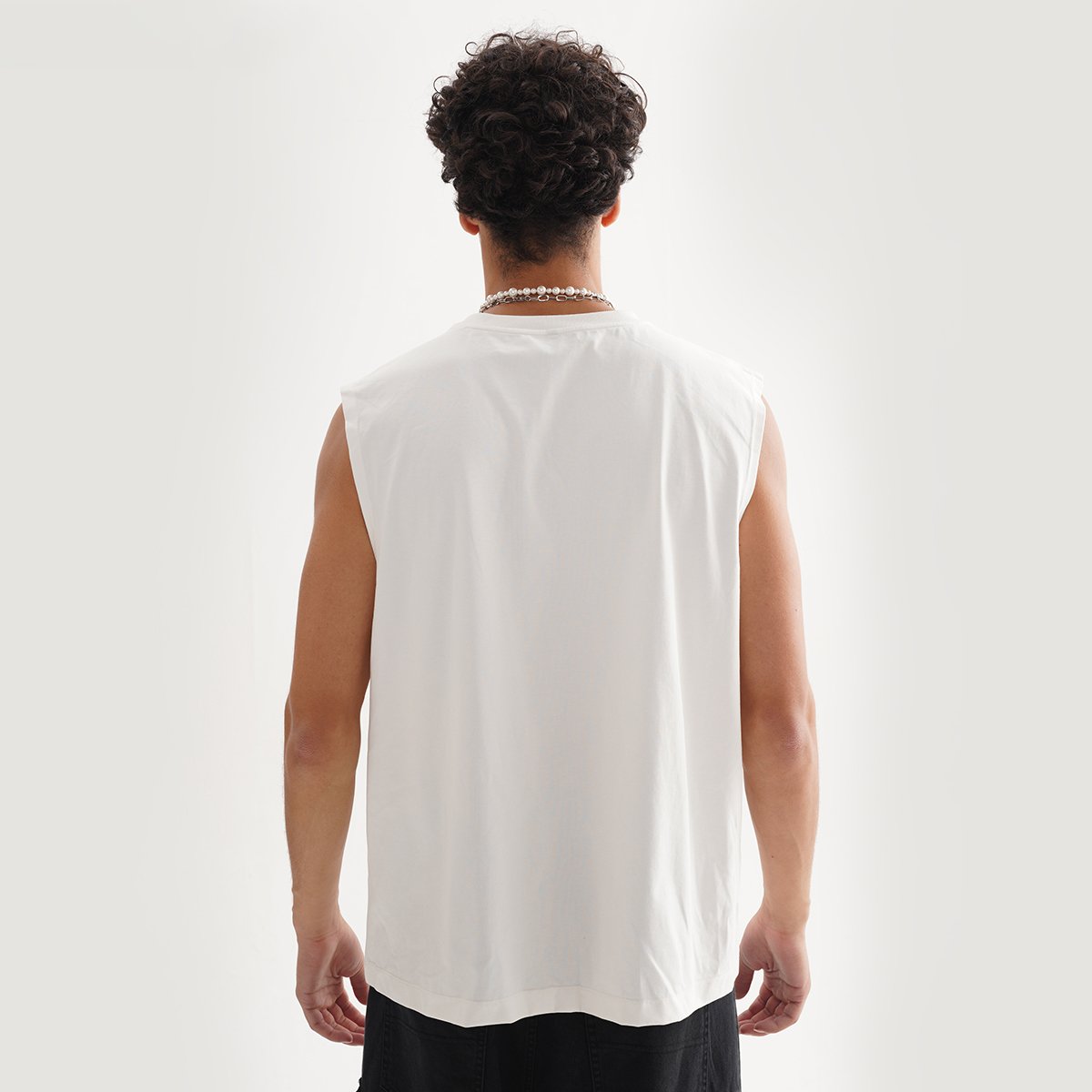 Rib round neck sleeveless tee custom t shirt puff print running tank top men