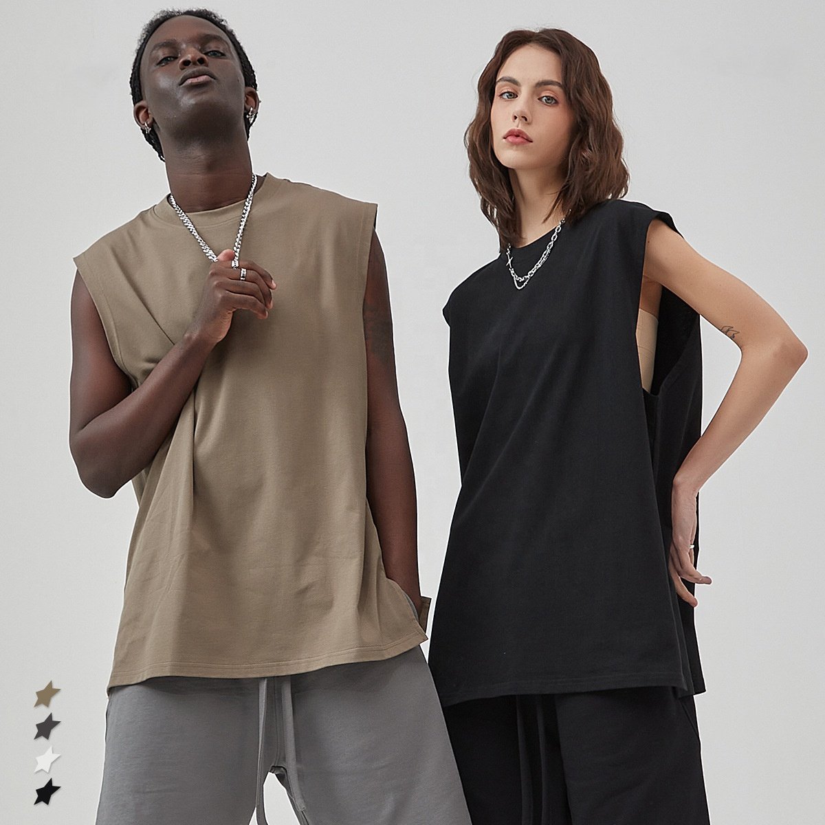 Wholesale Unisex Rib Knit Crewneck 100% Cotton Tank Top Men's Sleeveless Lightweight Cotton Jersey Tank Top