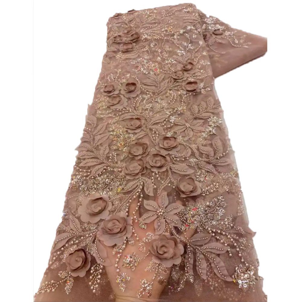 High Quality Mesh Embroidery Applique 3D Flower Tulle Lace Fabrics For Party Wedding Cloth African Ethnic Costume Fabric