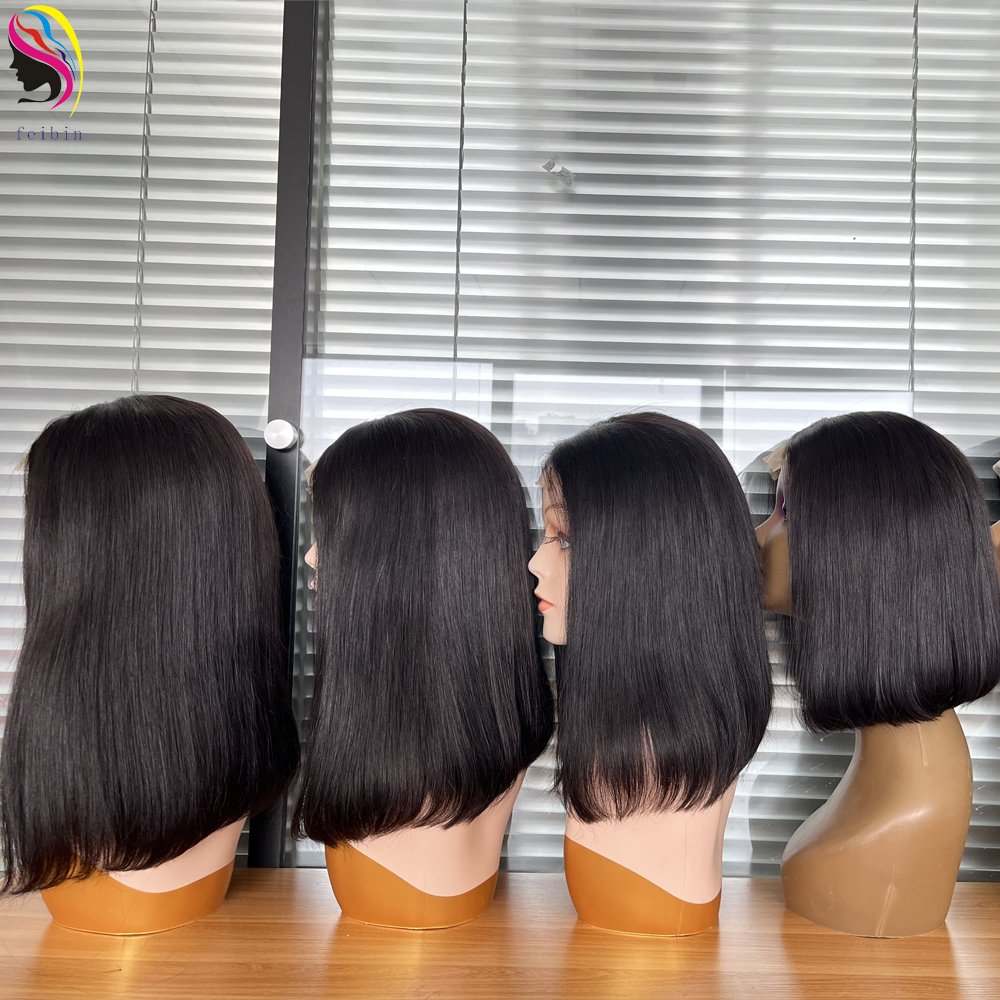 13X4 4x4 short bob lace frontal wig wholesale cheap price brazilian peruvian raw Indian human hair wig for black women
