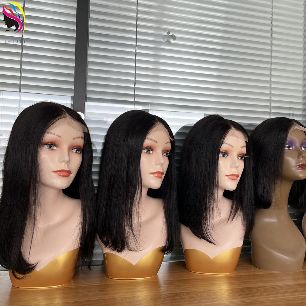 13X4 4x4 short bob lace frontal wig wholesale cheap price brazilian peruvian raw Indian human hair wig for black women