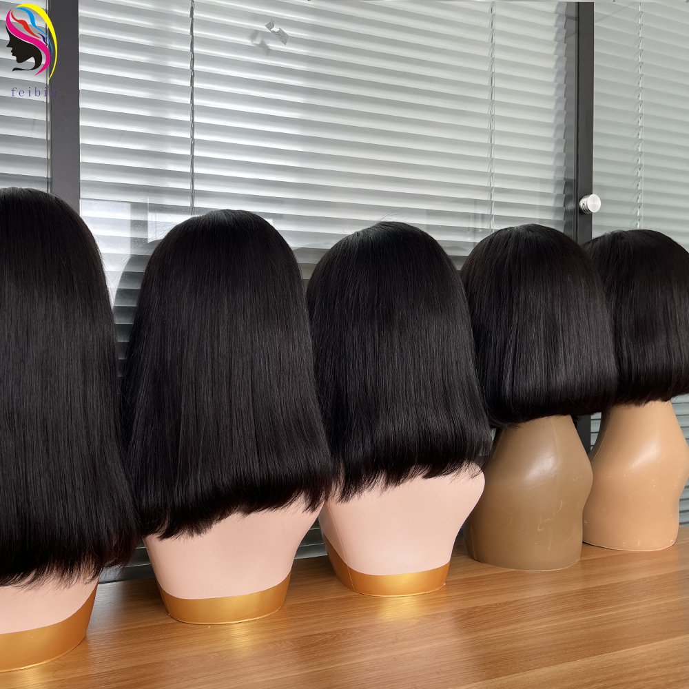 13X4 4x4 short bob lace frontal wig wholesale cheap price brazilian peruvian raw Indian human hair wig for black women