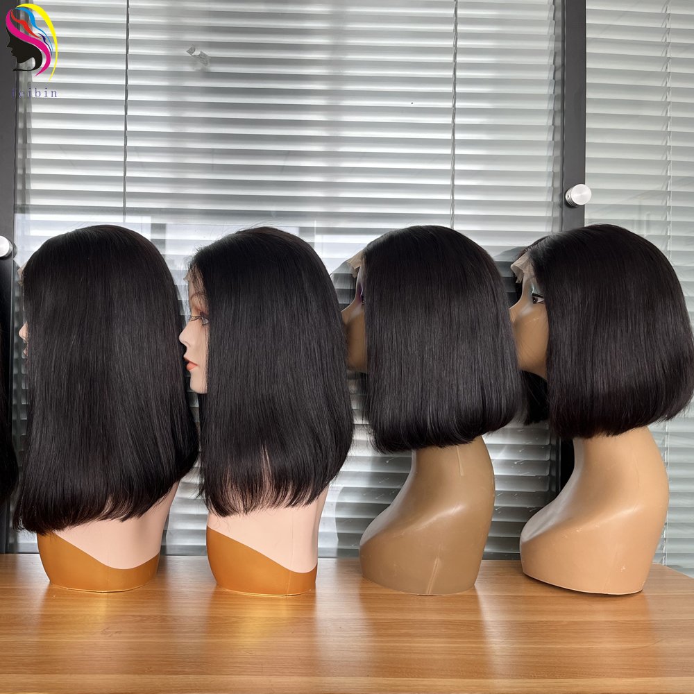 13X4 4x4 short bob lace frontal wig wholesale cheap price brazilian peruvian raw Indian human hair wig for black women