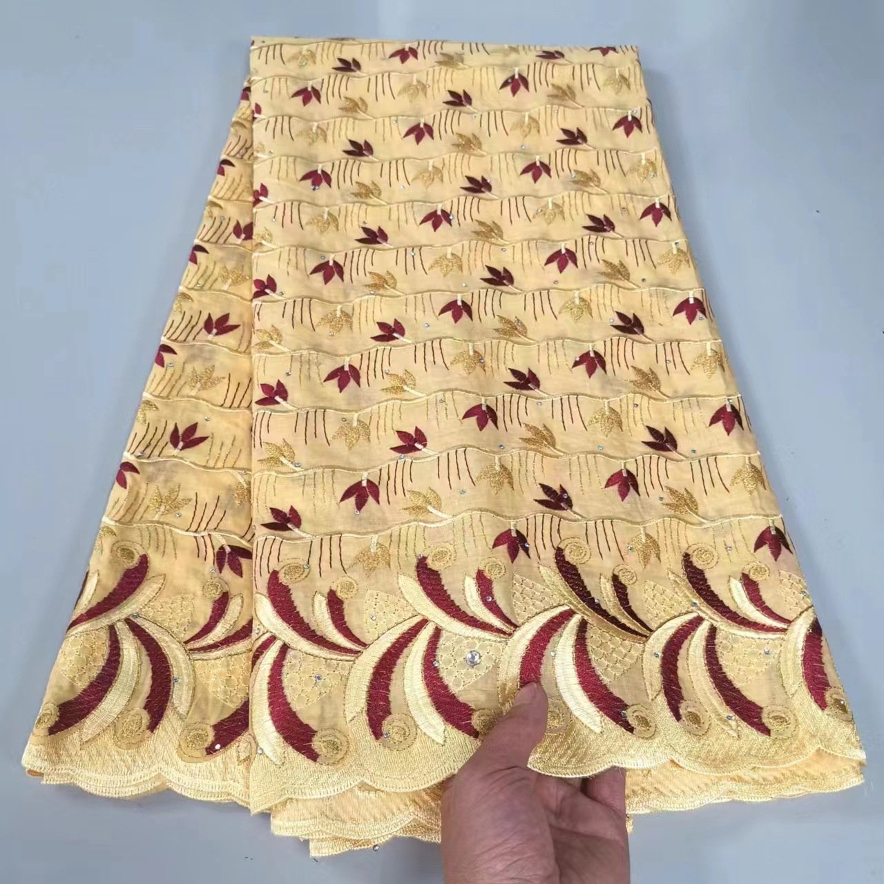 African Lace Fabric Embroidery Fabric 100 Cotton Embroidery lace Small Diamonds Ethnic Style African Lace Clothing Fabric