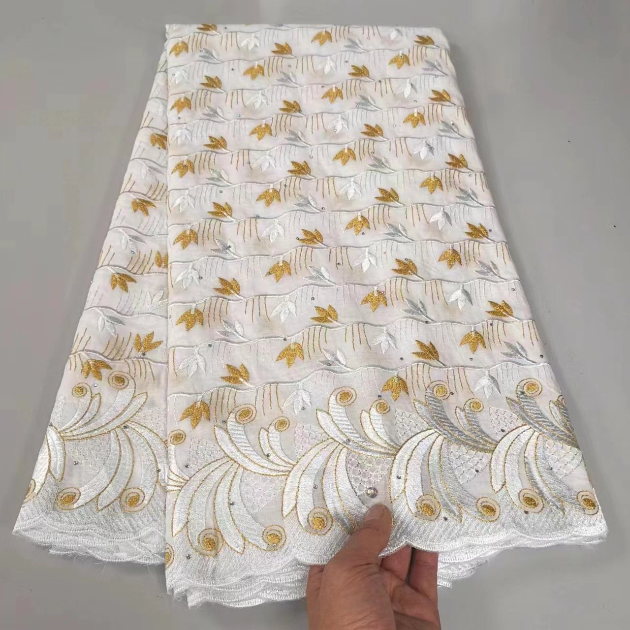 African Lace Fabric Embroidery Fabric 100 Cotton Embroidery lace Small Diamonds Ethnic Style African Lace Clothing Fabric