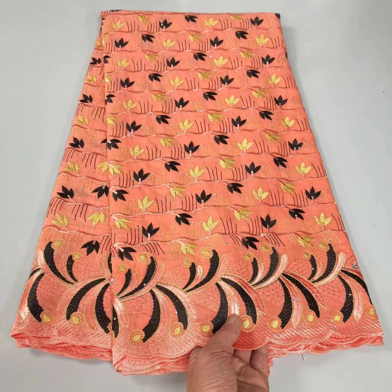 African Lace Fabric Embroidery Fabric 100 Cotton Embroidery lace Small Diamonds Ethnic Style African Lace Clothing Fabric