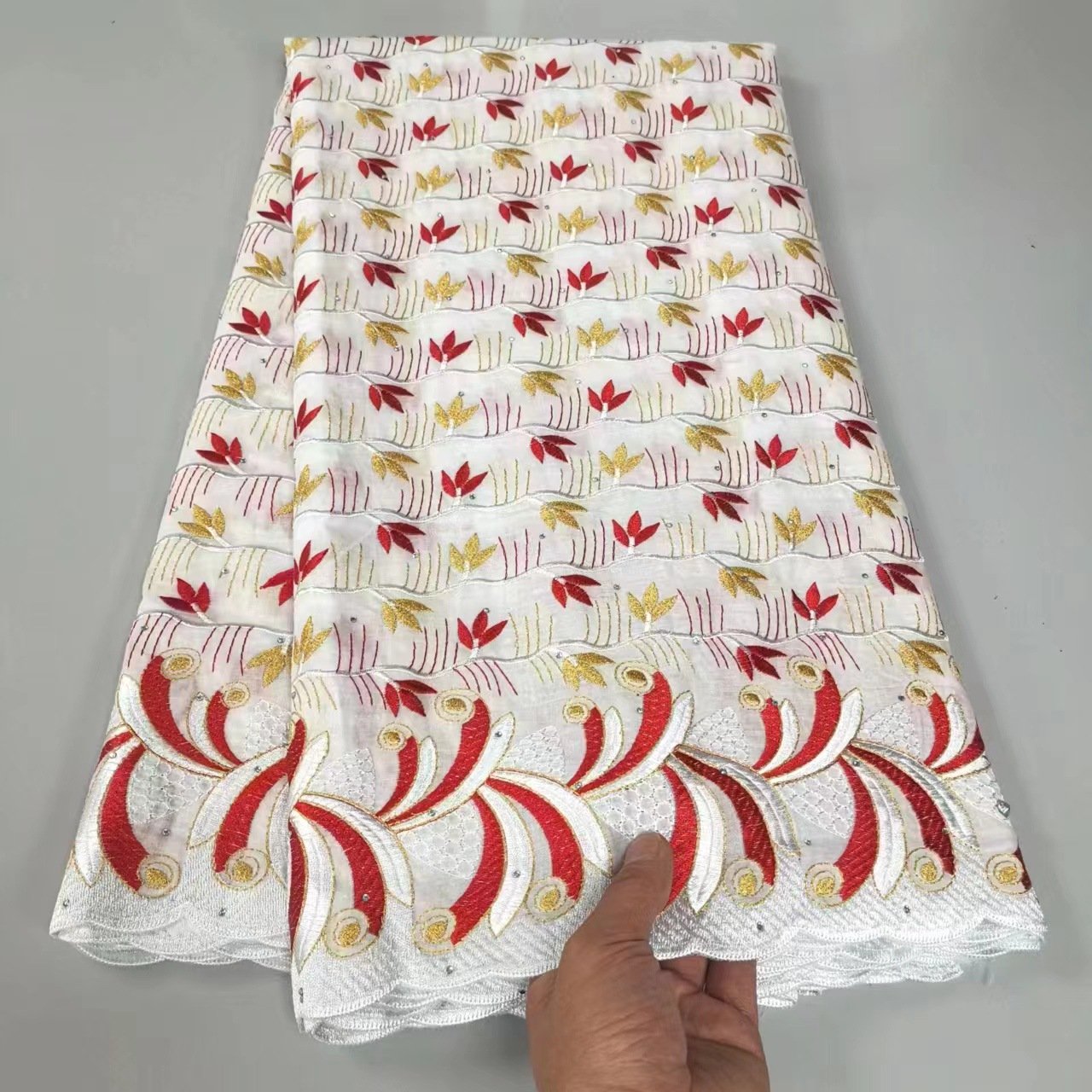 African Lace Fabric Embroidery Fabric 100 Cotton Embroidery lace Small Diamonds Ethnic Style African Lace Clothing Fabric