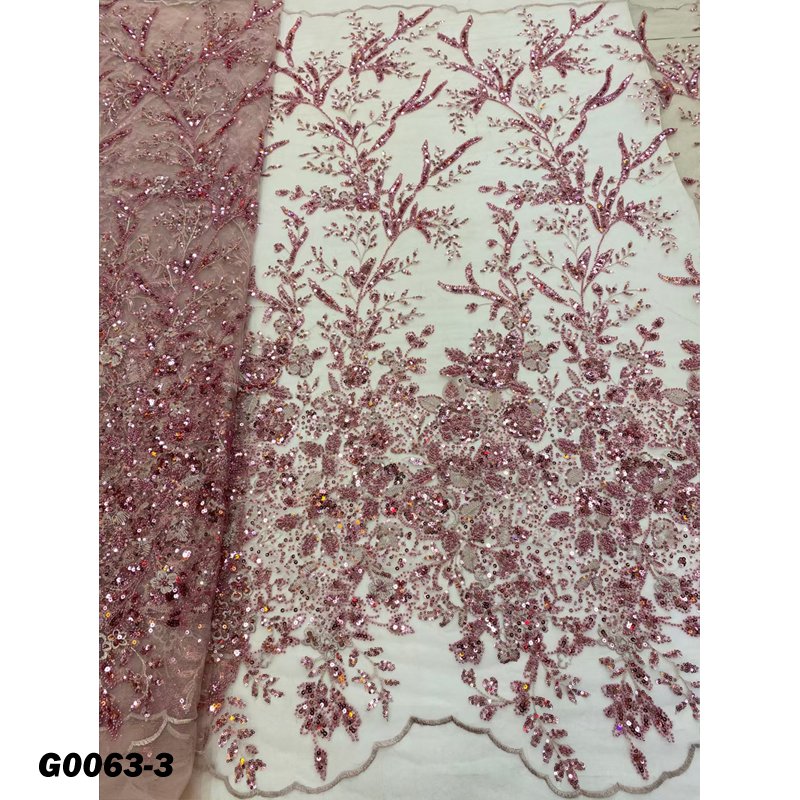 African tulle lace fabric sequin lace with beads embroidery fabric for dress