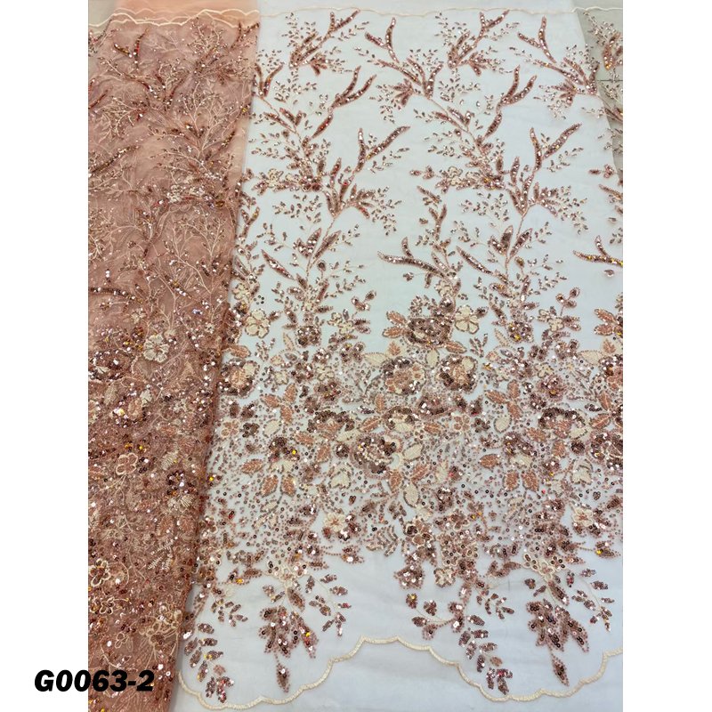 African tulle lace fabric sequin lace with beads embroidery fabric for dress