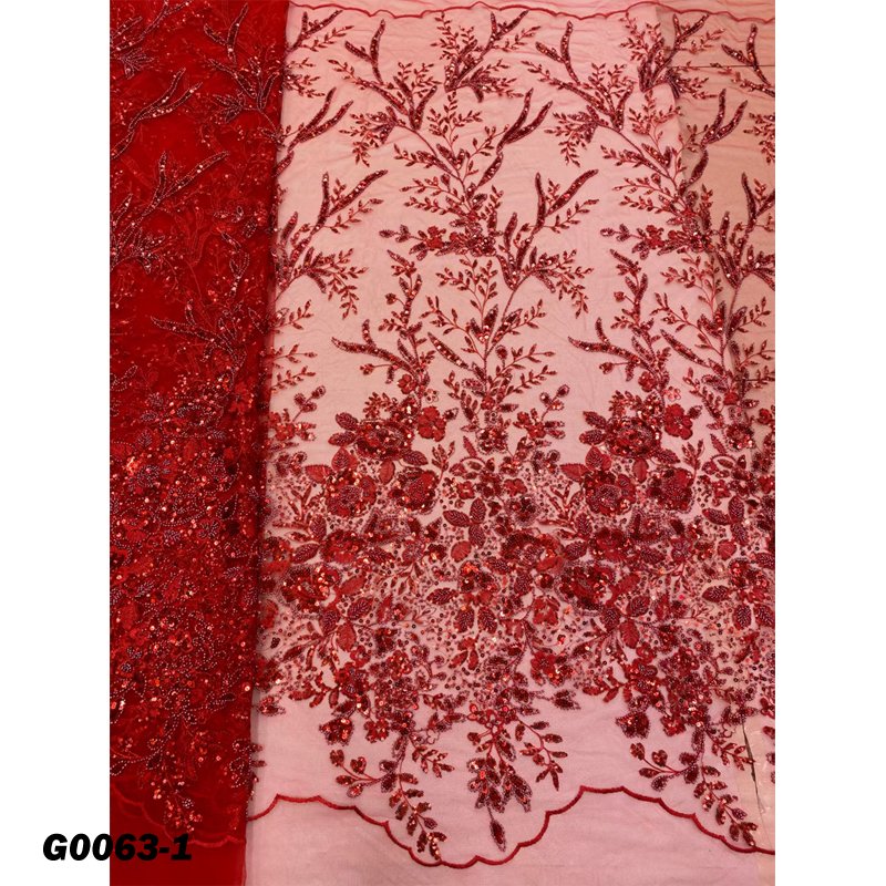African tulle lace fabric sequin lace with beads embroidery fabric for dress