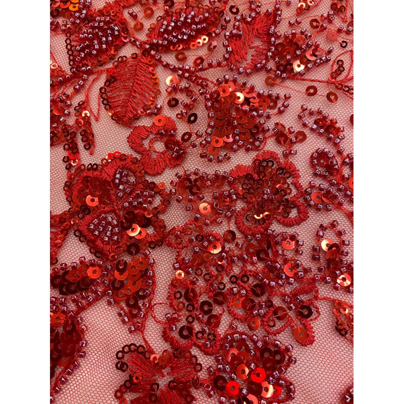 African tulle lace fabric sequin lace with beads embroidery fabric for dress