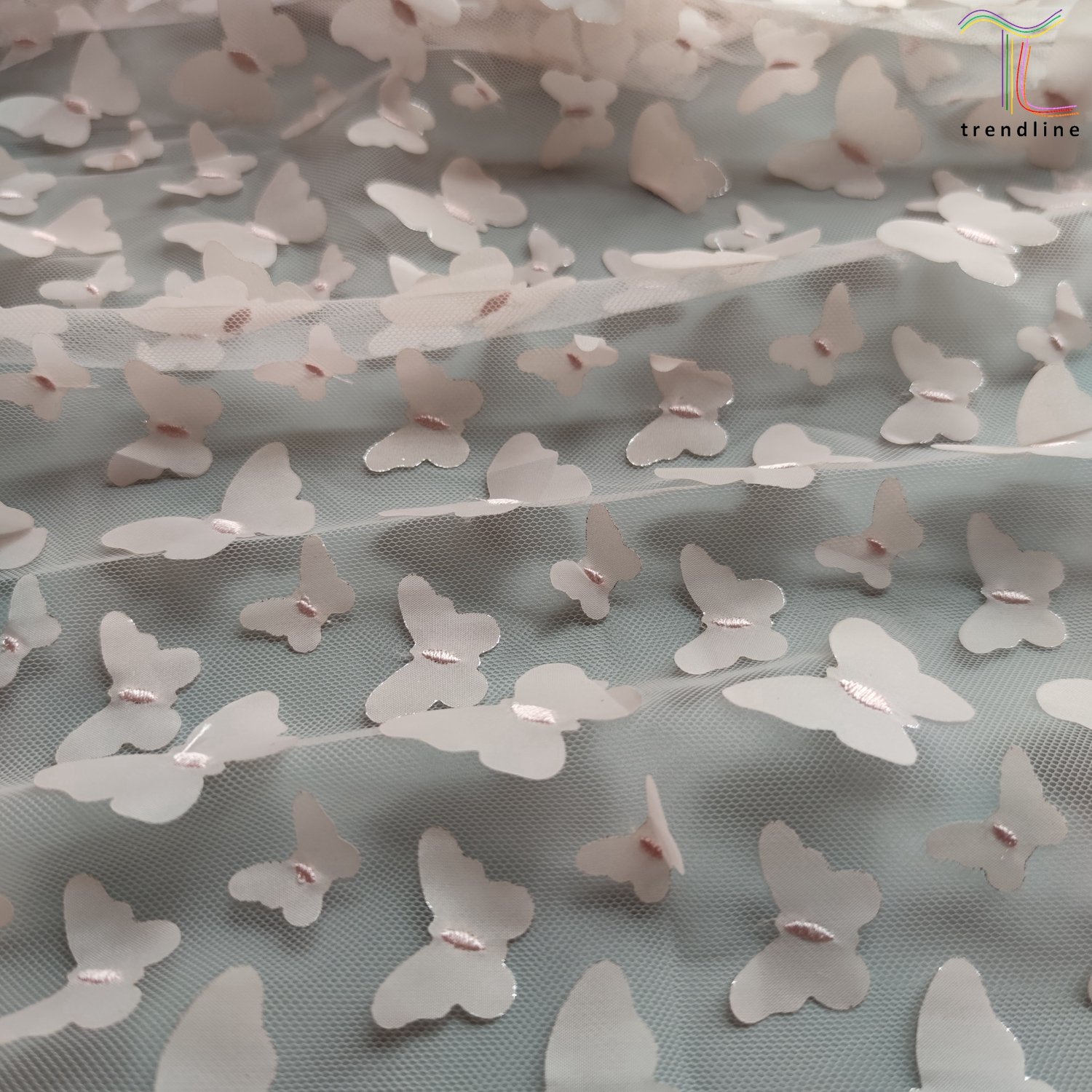 Flying Butterfly Laser Cut Chiffon Mesh 3D Lace Fabric Design Embroidered French Lace Polyester / Nylon Tulle Lace Mesh Fabric