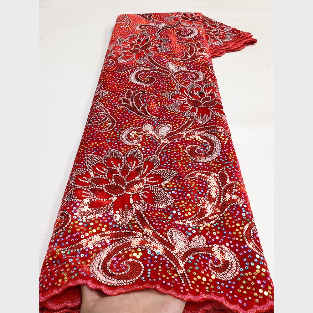 NI.AI African Velvet Lace For Dress Royal Velvet Fabric Good Quality Velvet Net Lace