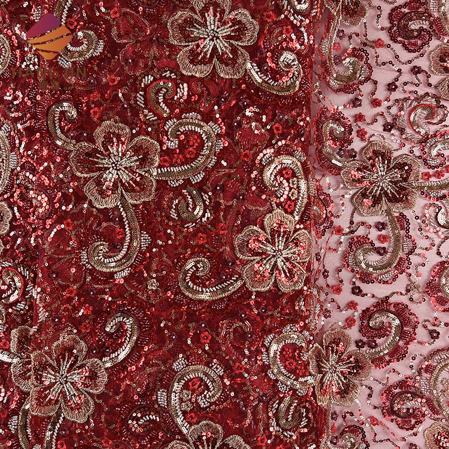 Latest 2024 African Beaded Lace Fabric Luxury Embroidery French Tulle Nigerian Sequins Lace Fabrics For Wedding Gowns Dress
