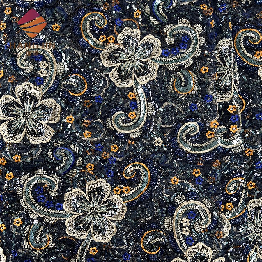Latest 2024 African Beaded Lace Fabric Luxury Embroidery French Tulle Nigerian Sequins Lace Fabrics For Wedding Gowns Dress