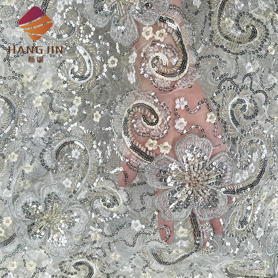 Latest 2024 African Beaded Lace Fabric Luxury Embroidery French Tulle Nigerian Sequins Lace Fabrics For Wedding Gowns Dress