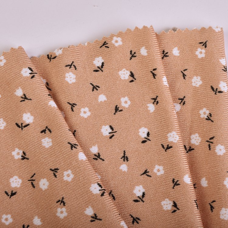 Customized floral printed polyester spandex brush thick ribbed fabric for causal wear