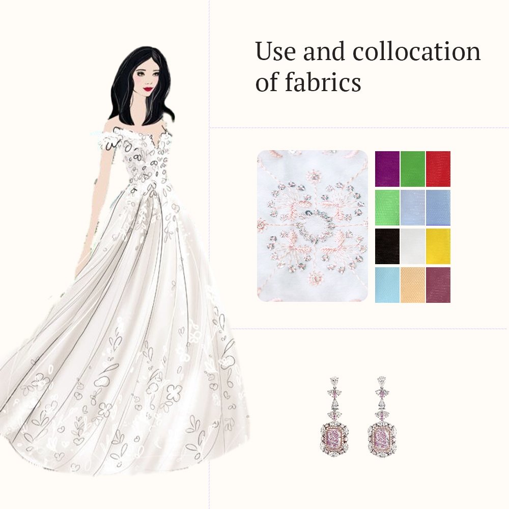 Fashion White Sequin Embroidery Fabric Nylon Cotton Embroidery Fabric For Dress