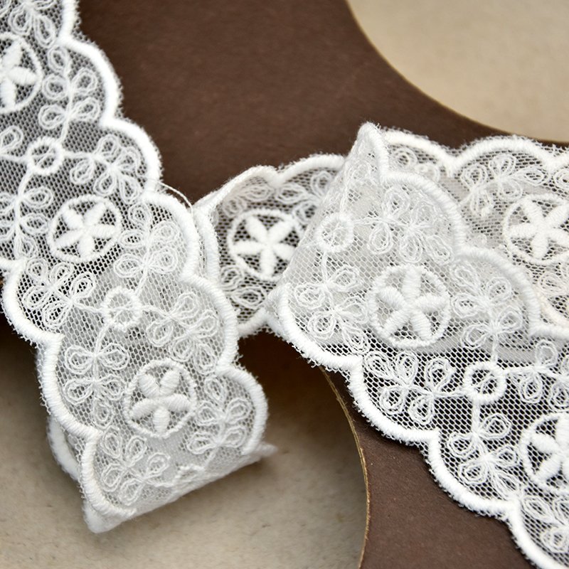 Wholesale Decorative Embroidery Wedding Trim Ribbon Lace for Black White Embroidered Cotton