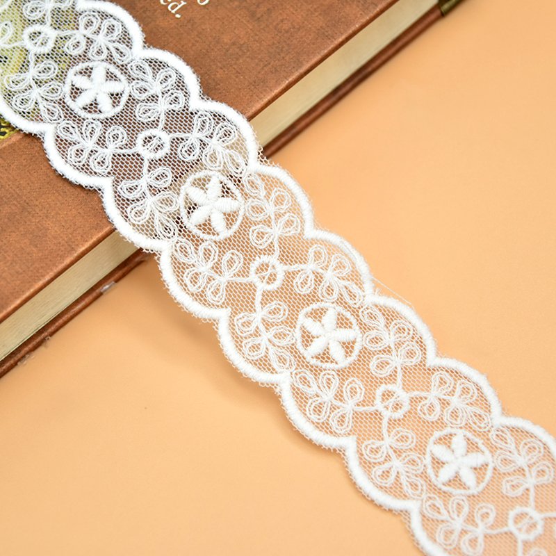 Wholesale Decorative Embroidery Wedding Trim Ribbon Lace for Black White Embroidered Cotton