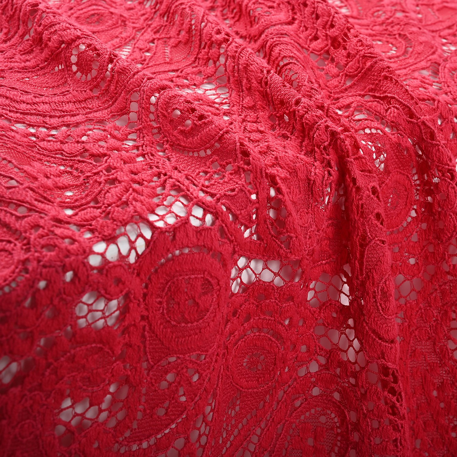 New Style Lower Price Red Nylon Cotton Paisley Pattern Lace Fabric For Dress