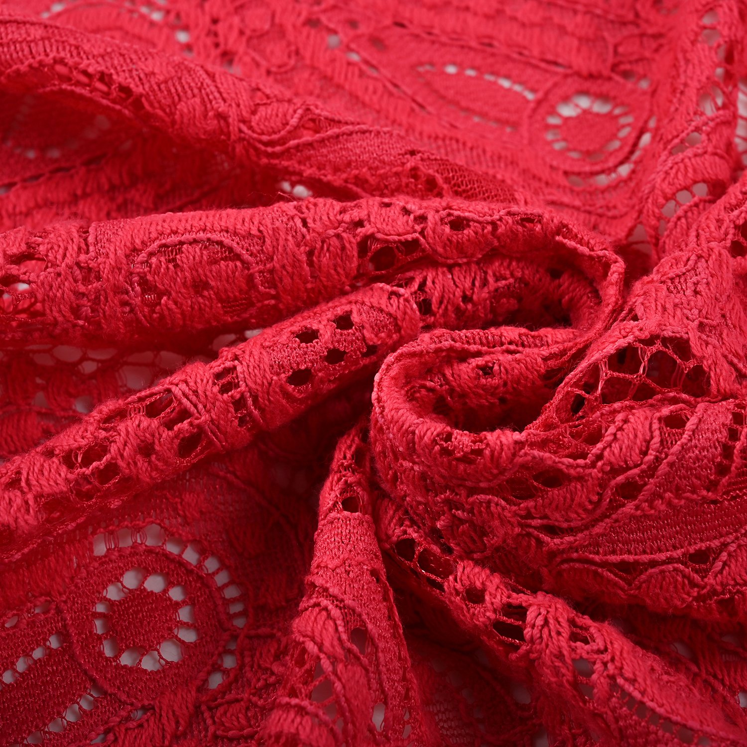 New Style Lower Price Red Nylon Cotton Paisley Pattern Lace Fabric For Dress