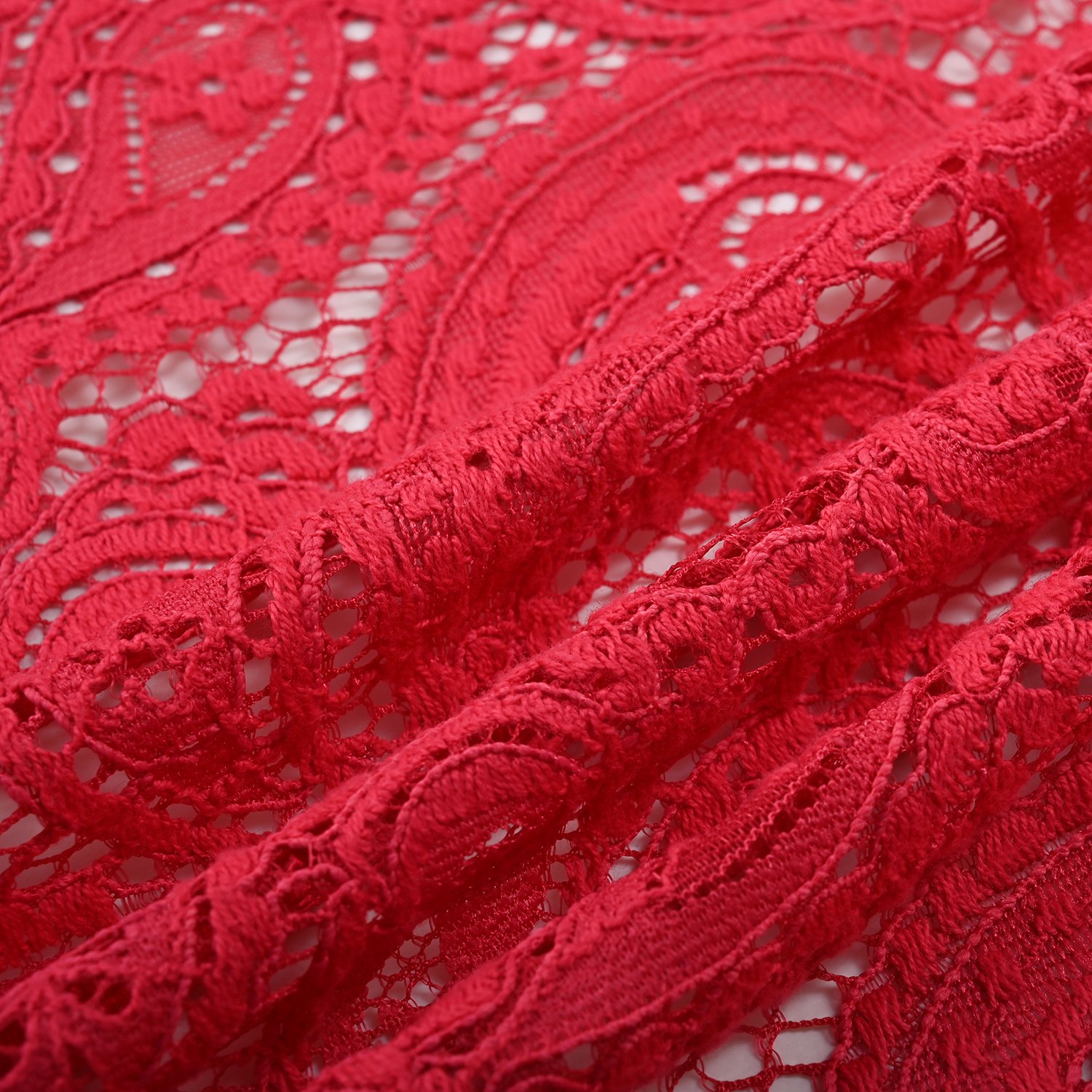 New Style Lower Price Red Nylon Cotton Paisley Pattern Lace Fabric For Dress