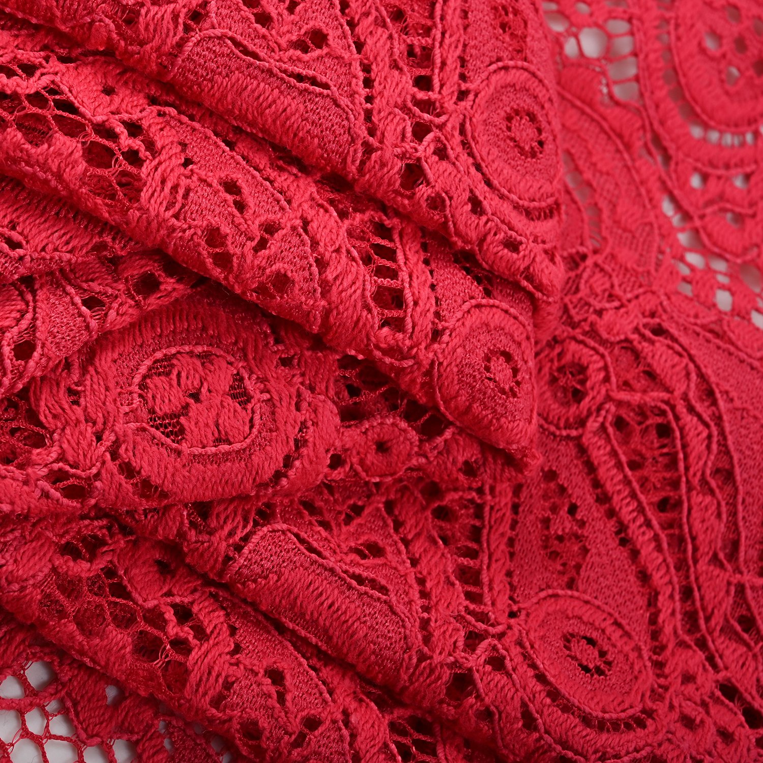 New Style Lower Price Red Nylon Cotton Paisley Pattern Lace Fabric For Dress
