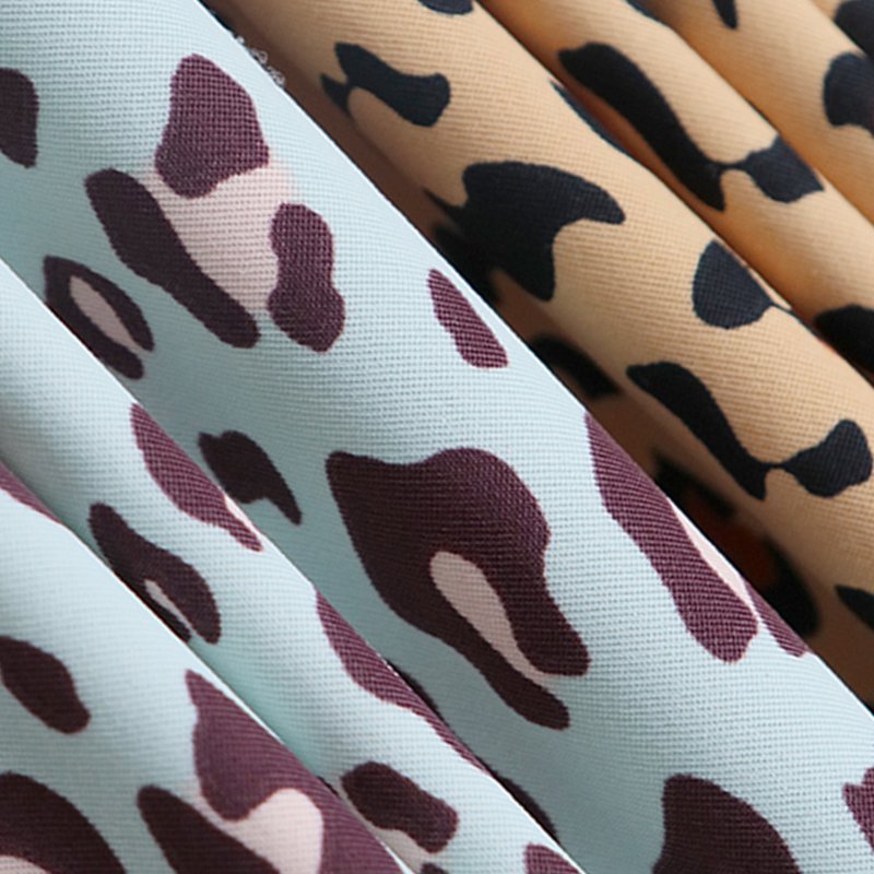 Nylon 77% Spandex 23% Weft Knitted Matte Double-sided Blue/Khaki/ Beige Printed Fabric For Swimwear/ Underwear