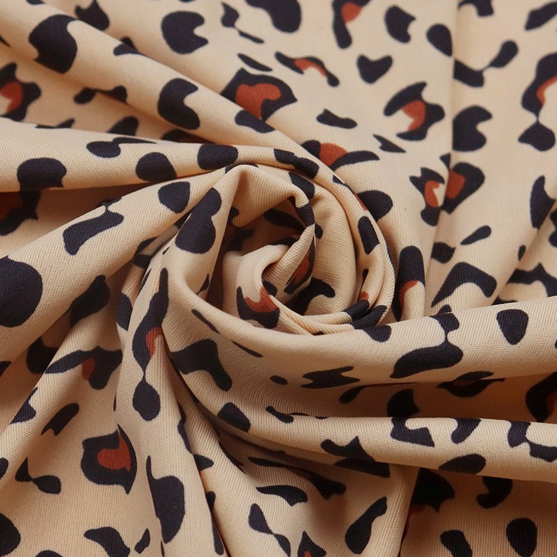 Nylon 77% Spandex 23% Weft Knitted Matte Double-sided Blue/Khaki/ Beige Printed Fabric For Swimwear/ Underwear