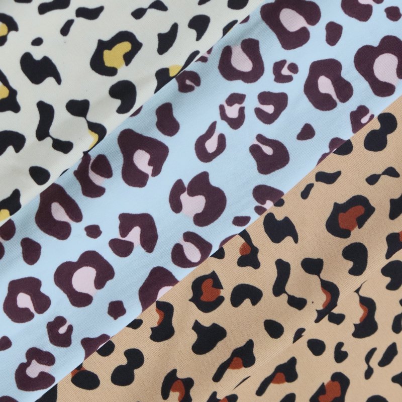 Nylon 77% Spandex 23% Weft Knitted Matte Double-sided Blue/Khaki/ Beige Printed Fabric For Swimwear/ Underwear