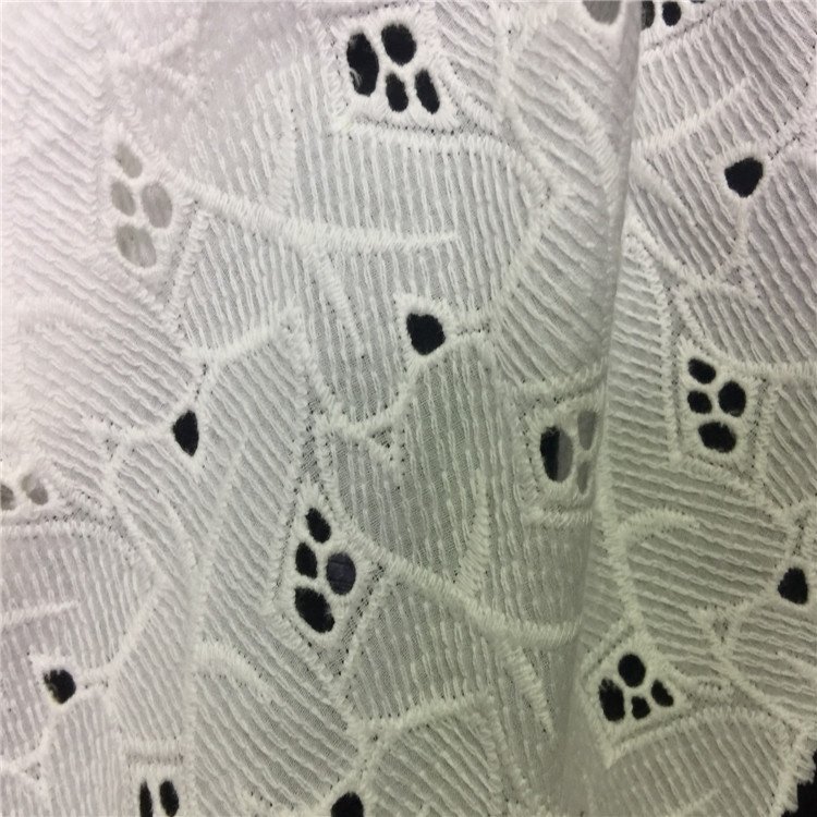 Eyelet embroidery fabric 100% cotton voile fabric embroidered fabric for garment