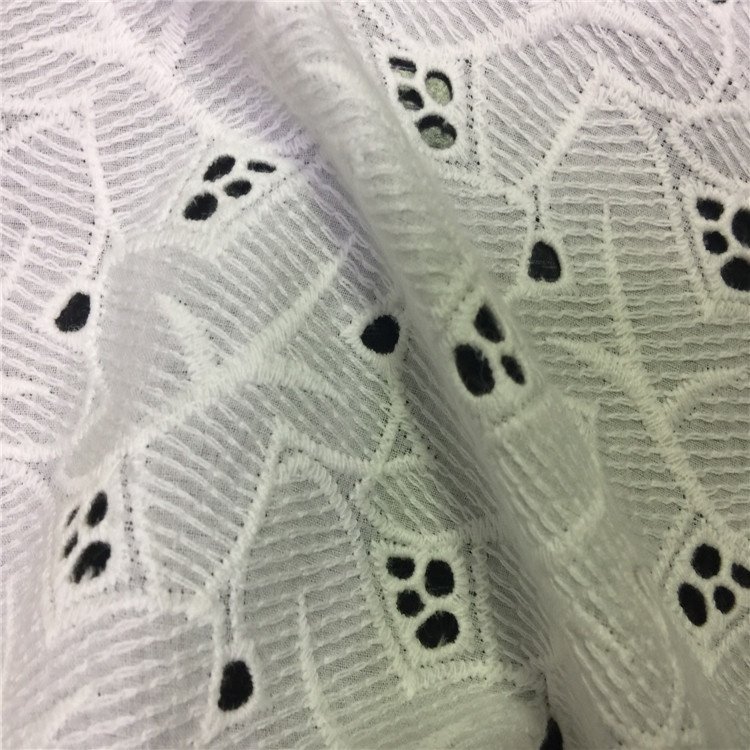 Eyelet embroidery fabric 100% cotton voile fabric embroidered fabric for garment
