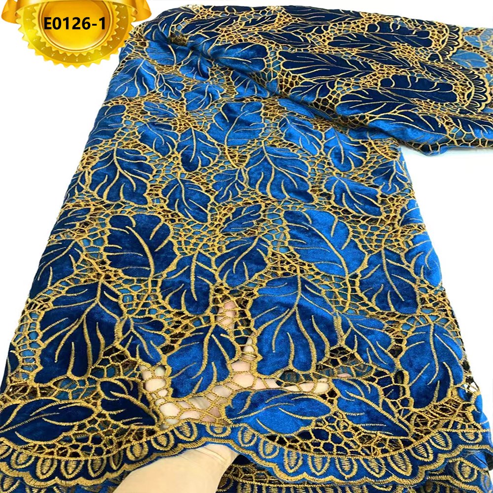 2024 New coming leaf shape embroidery velvet lace fabric for dress clothes French tulle lace fabrics