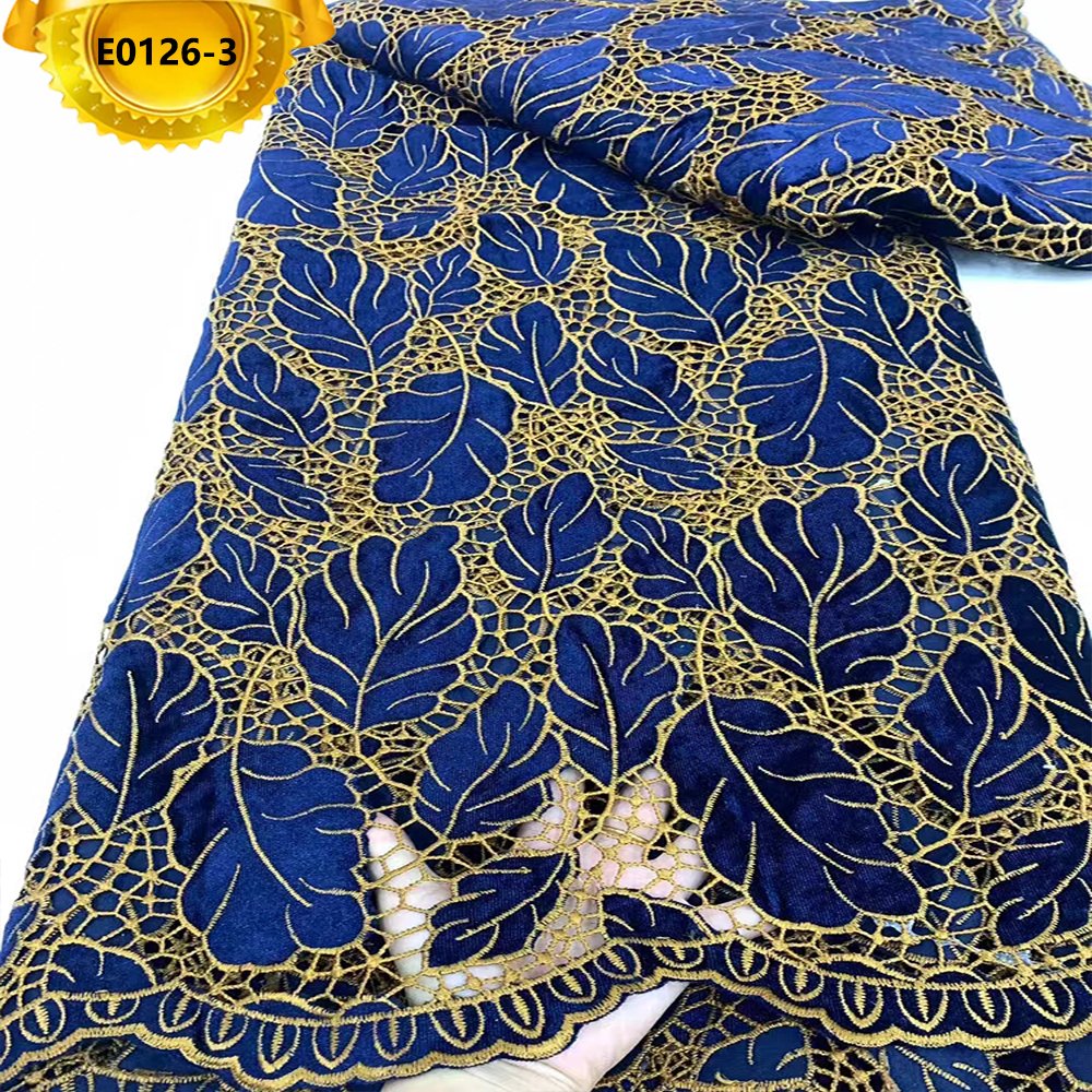 2024 New coming leaf shape embroidery velvet lace fabric for dress clothes French tulle lace fabrics
