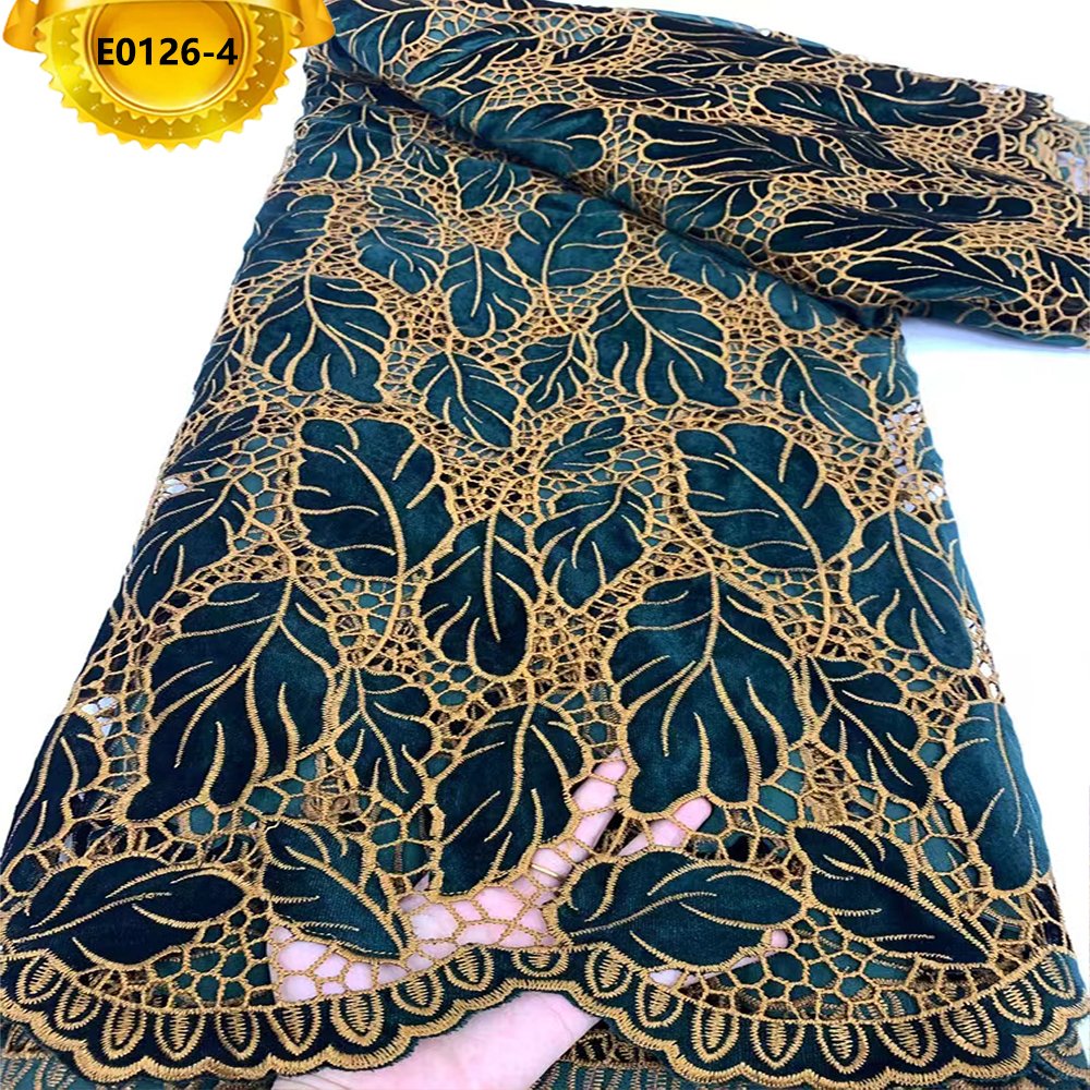 2024 New coming leaf shape embroidery velvet lace fabric for dress clothes French tulle lace fabrics