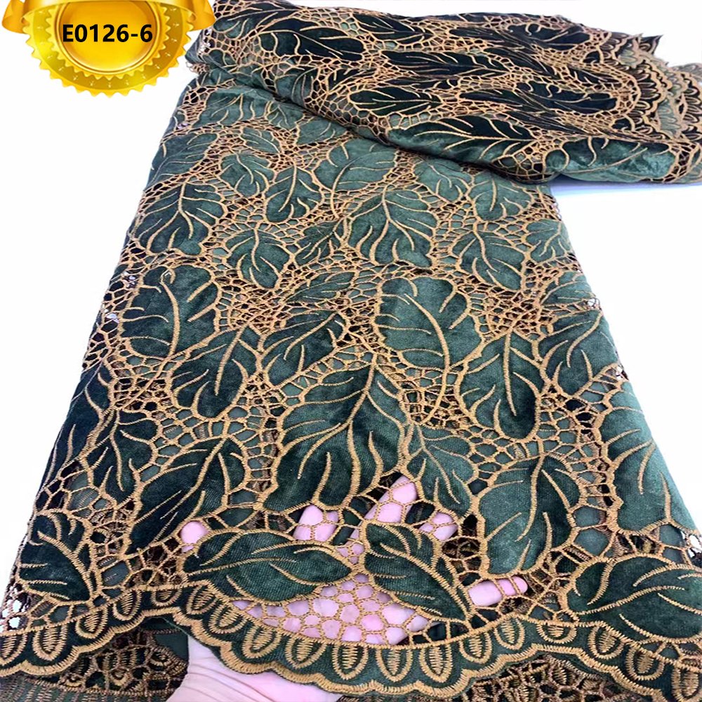 2024 New coming leaf shape embroidery velvet lace fabric for dress clothes French tulle lace fabrics