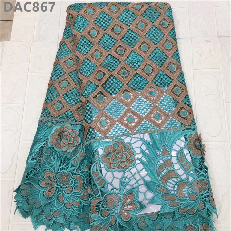 High Quality Water Soluble 3D Rose Flower Hollow Cord Embroidery Fabric Guipure Lace Fabric