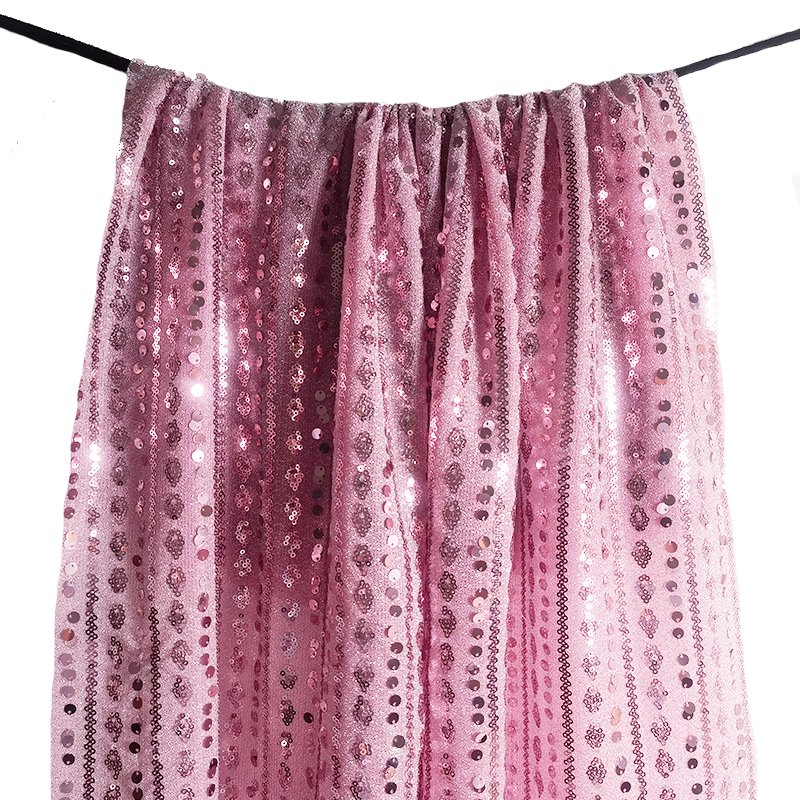 pink line patterned embroidery sequin fabric on polyester knitted gigimi for elegance dress