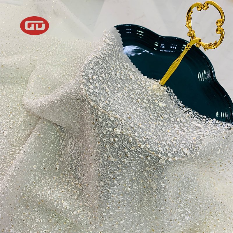 New style beautiful garment soft glitter mesh lace embroidery fabric for women garment