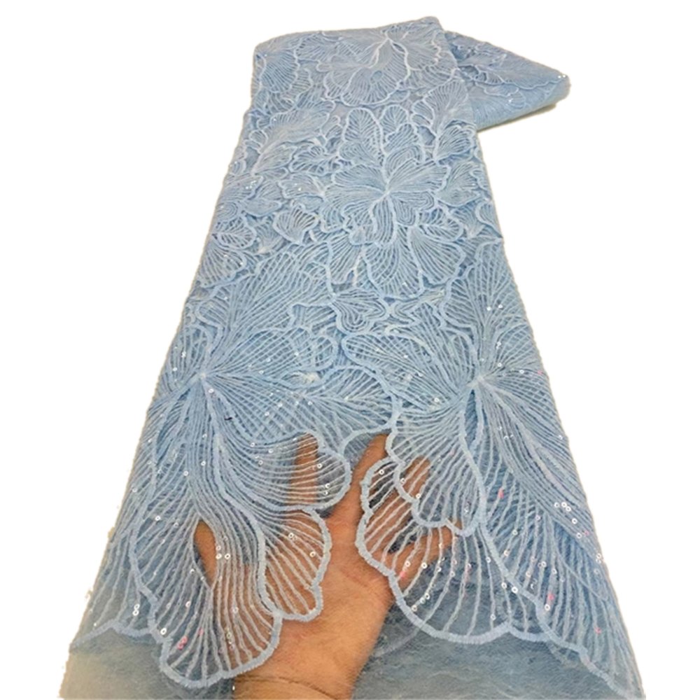 NI.AI New Design Tissue Cord with Sequins Net Lace Fabric African Fabric Water Soluble Milk Lace for Wedding Party LY2837