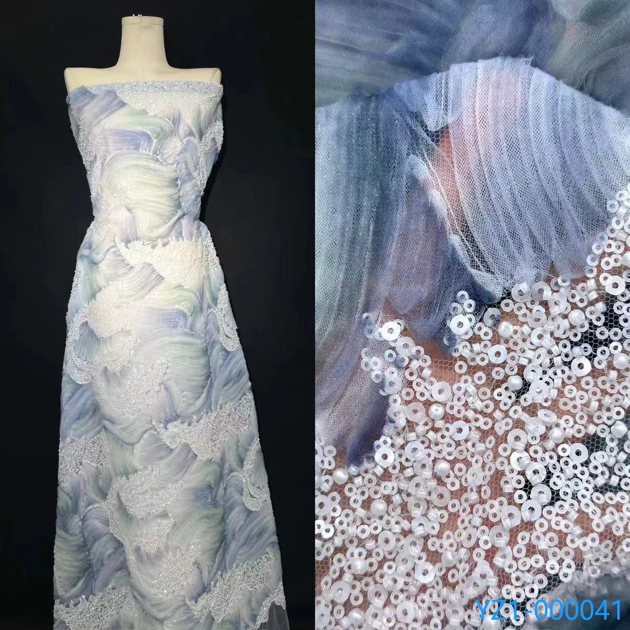Wholesale Price Full Sequin Beaded Lace Fabric Glittering Bridal Mesh Net Lace Sequined Lace Fabric for Unique Wedding Dresses