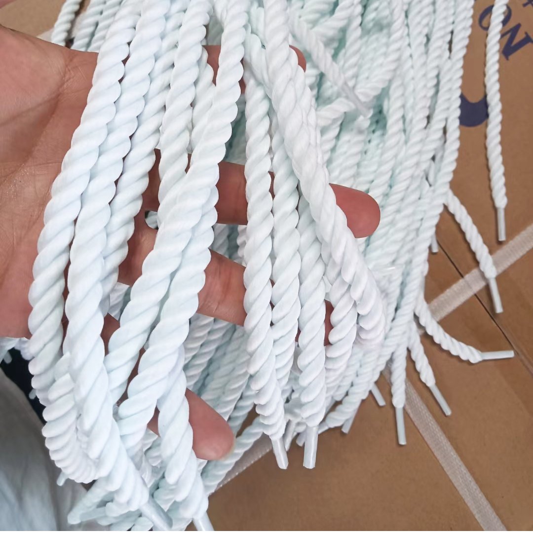 Custom fashion twisted round shoe laces 140cm stock ready to ship thick rope round shoelaces