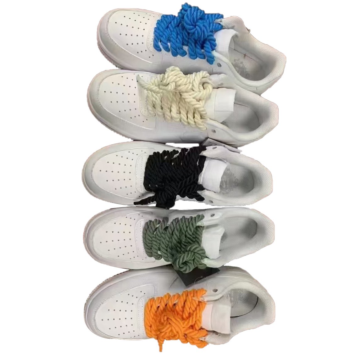 Custom fashion twisted round shoe laces 140cm stock ready to ship thick rope round shoelaces