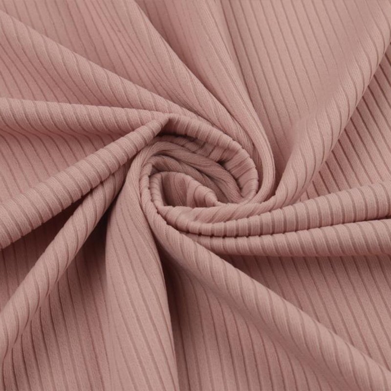 High Quality Custom Made Stretch 82% Nylon 18% Spandex Soft Knitted Ribbed Fabric Pit Stripes Fabric For Yoga Wear