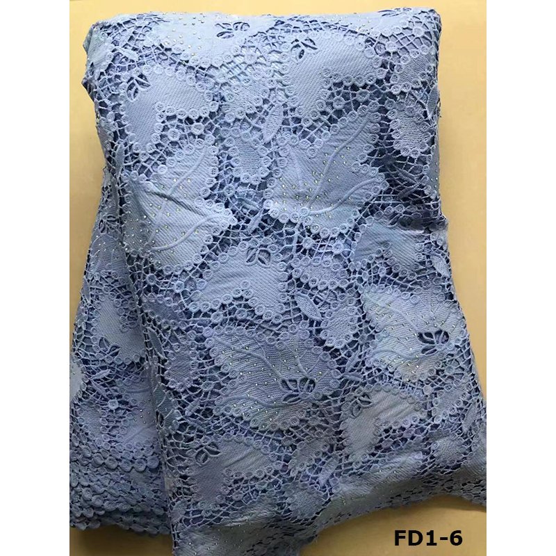Promotion price and high quality embroidery stones guipure lace fabric garment accessories cotton cupion cord lace white
